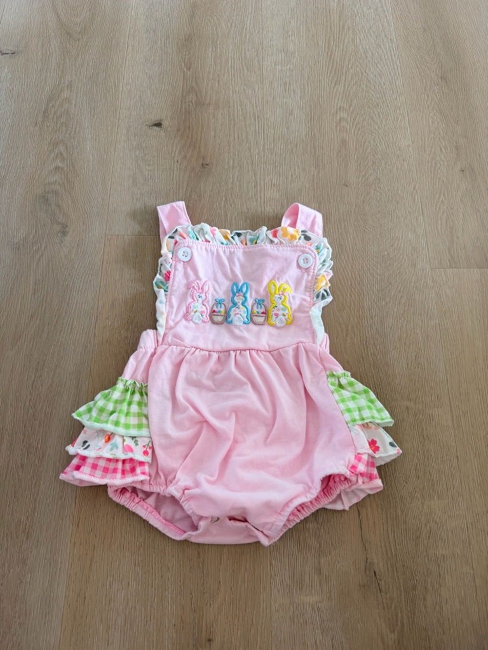 Pastel Pink Baby Bunny Ruffle Romper